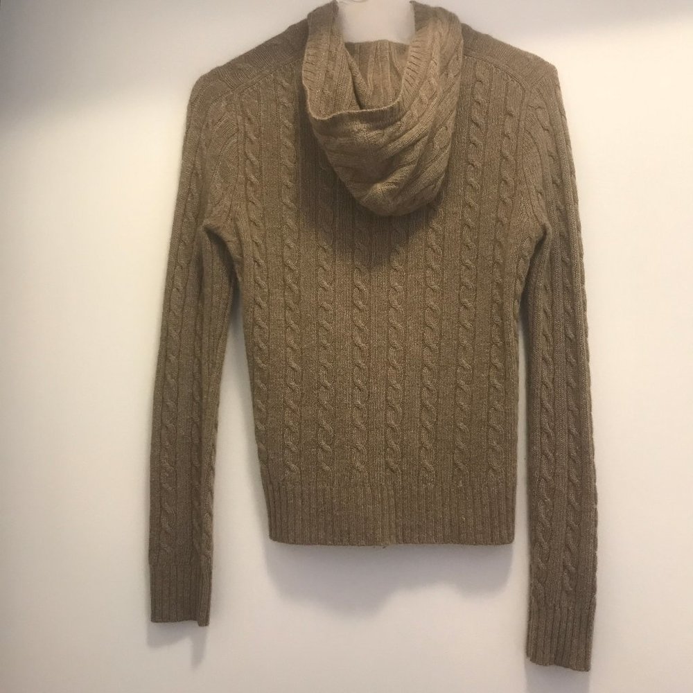 J Crew Womens Cable Knit Wool Blend Hooded Sweater